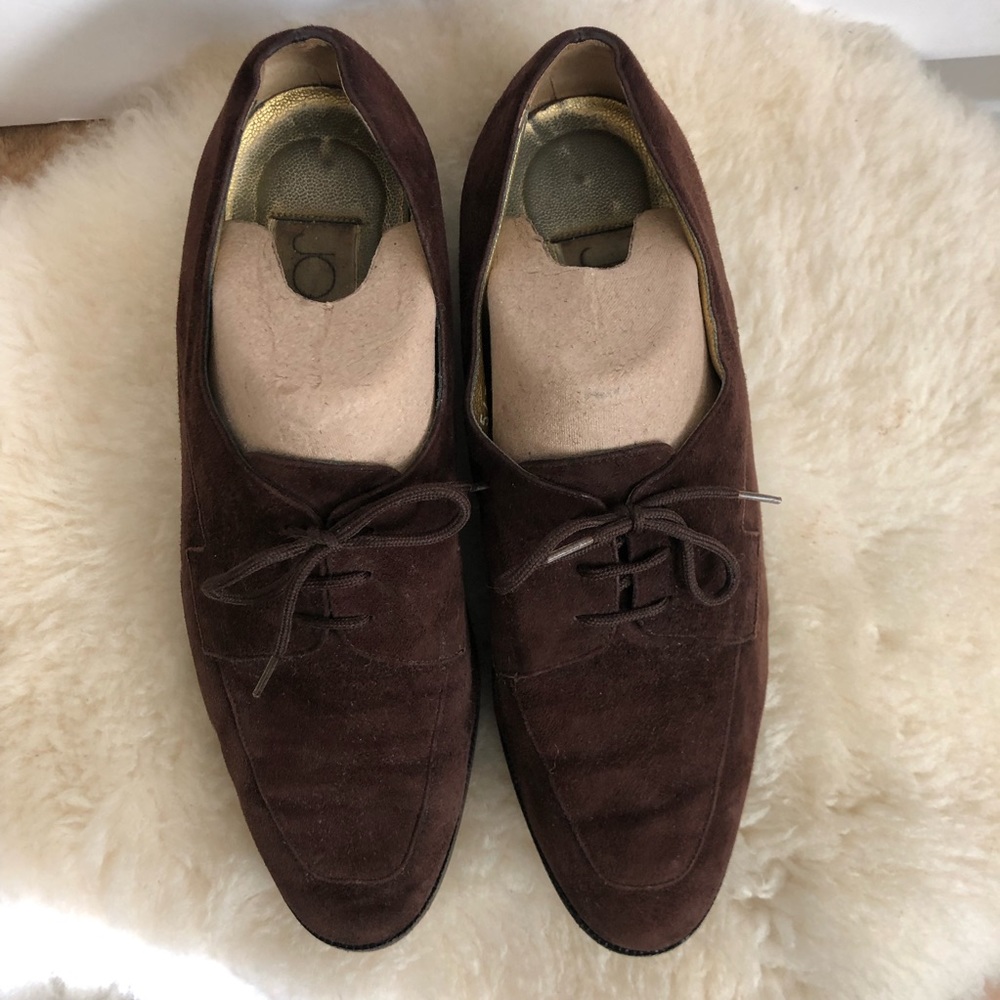 Vintage Joan & David Moccasins Suede Made In Italy Shoes Brown Size 7.5 M